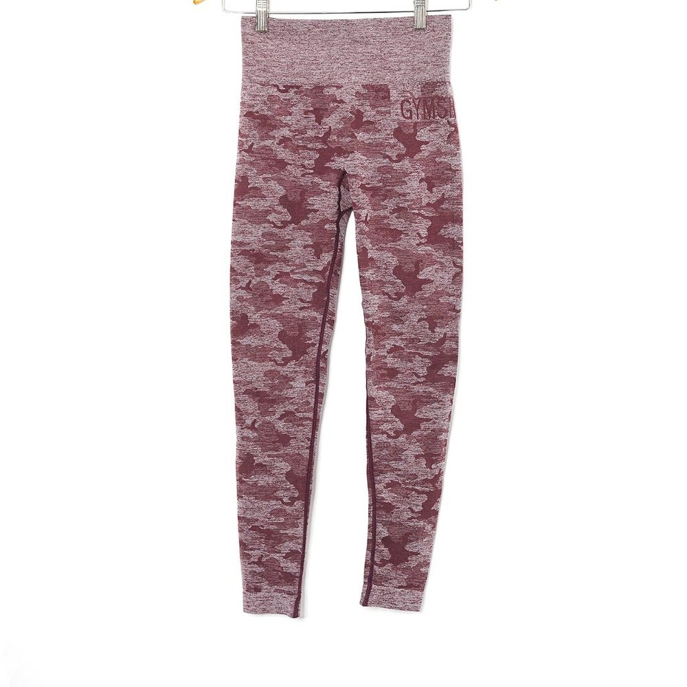 Gymshark Maroon Camo Leggings (Small)